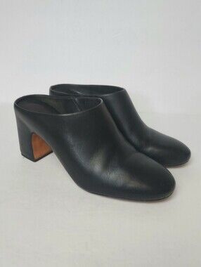 Vince Tala Slip-On Clog Block Heeled Mules Black Leather 8.5
